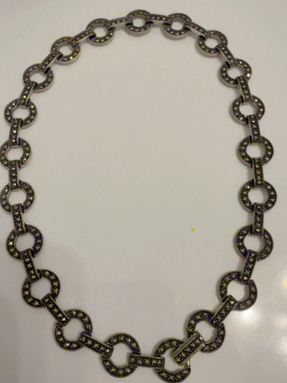 Judith Jack Black Marcasite Open Circle Link Necklace